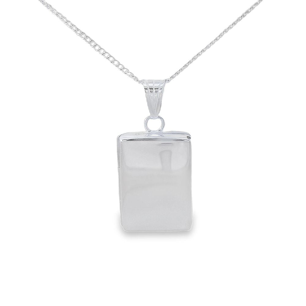 Silver 22x15mm Plain Flat Rectangular Locket