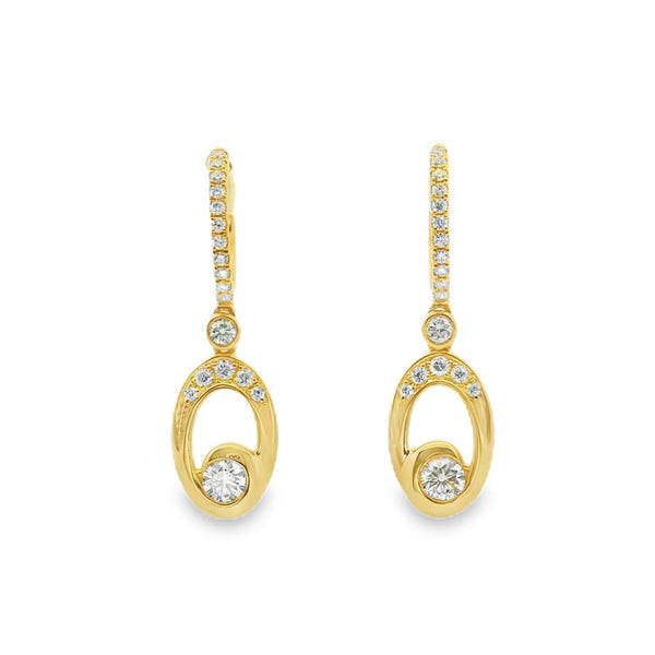 Diamond 18ct Yellow Gold 0.70ct Hoop Drop Earrings