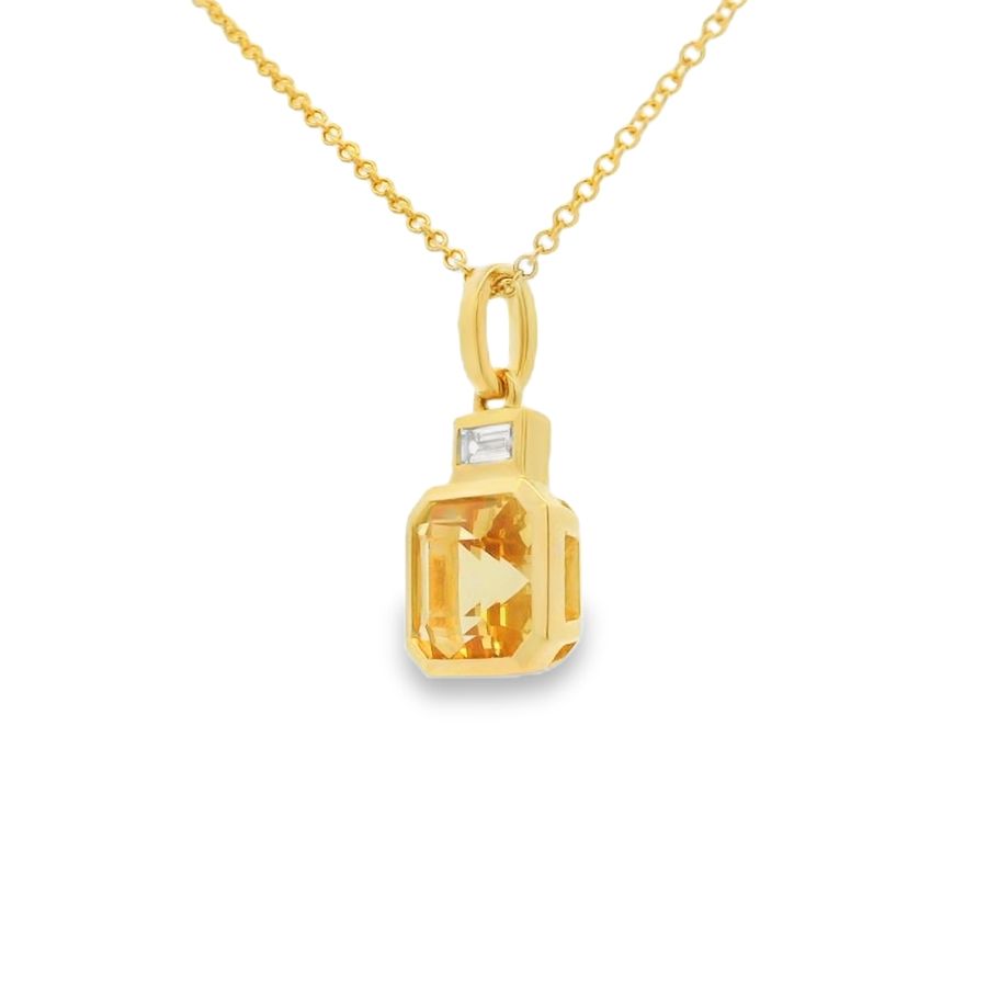 Cirtrine & Diamond 18ct Yellow Gold Pendant