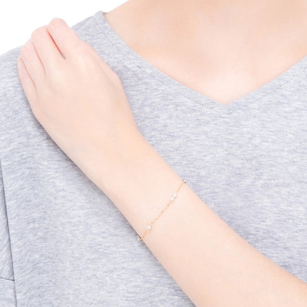Mikimoto Pearl Chain 18ct Yellow Gold Bracelet