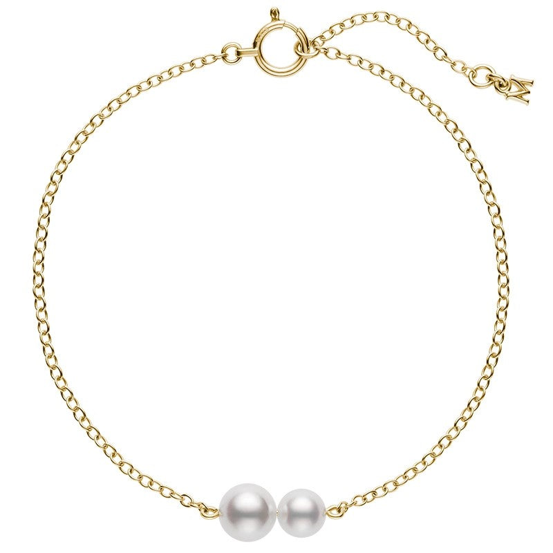 Mikimoto Pearl Chain 18ct Yellow Gold Bracelet