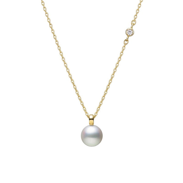 Mikimoto Akoya Pearl and Diamond 18ct Yellow Gold Necklace