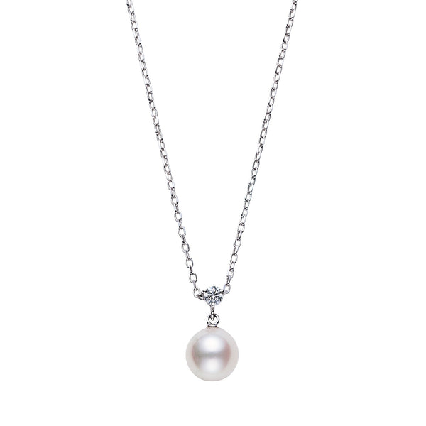 Mikimoto Pearl and Diamond 18ct White Gold Pendant