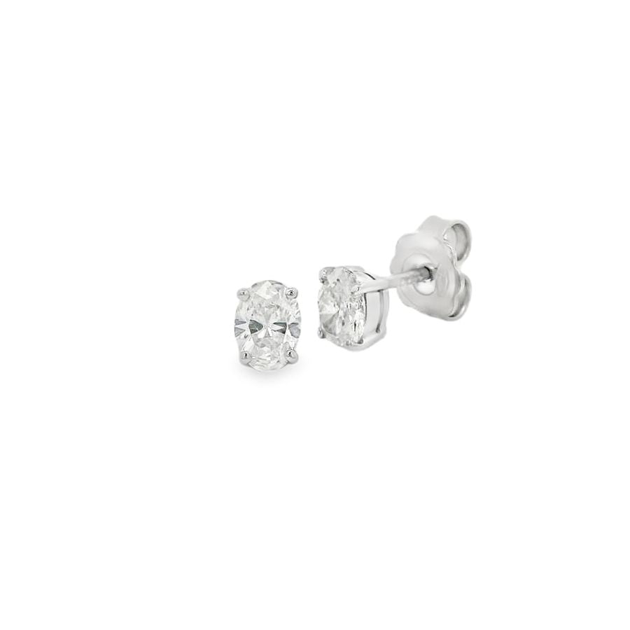 Diamond 18ct White Gold Oval Cut 1.00ct Stud Earrings