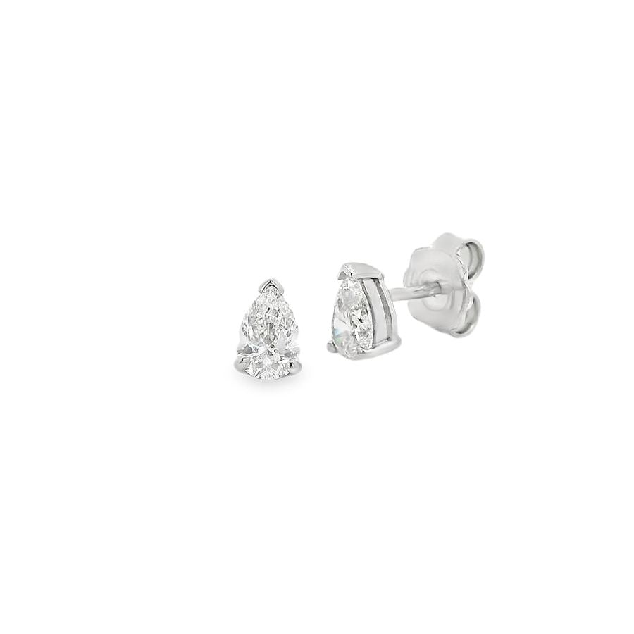 Diamond 18ct White Gold Pear Cut 1.00ct GIA Stud Earrings