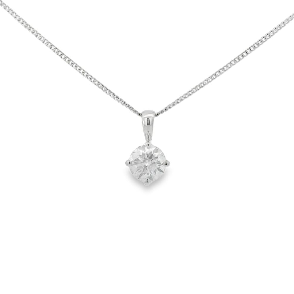 Diamond 18ct White Gold 0.90ct Round Brilliant Cut Pendant