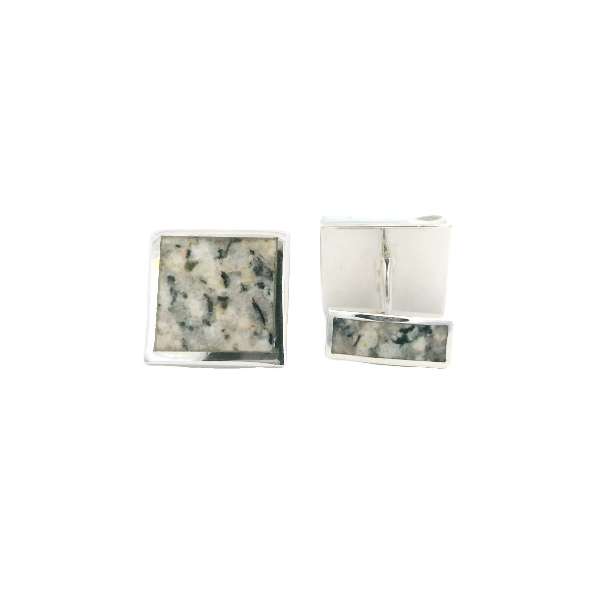 Silver Kemnay Granite Square Cufflinks