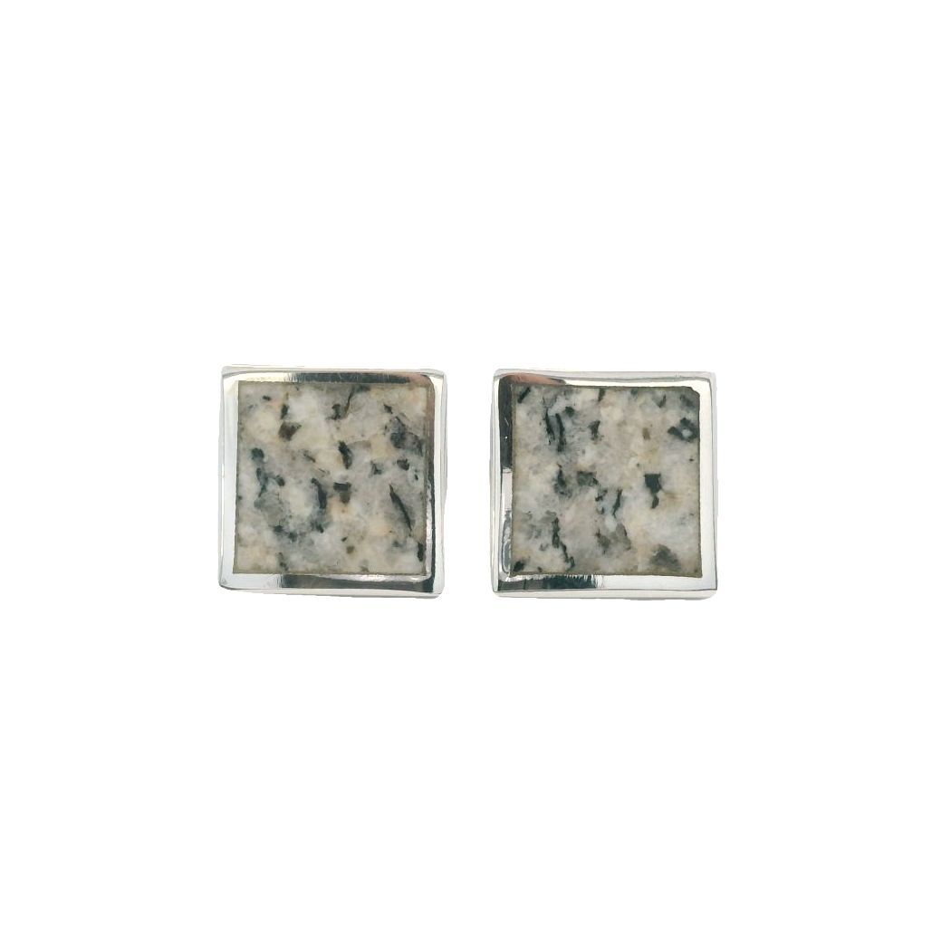 Silver Kemnay Granite Square Cufflinks