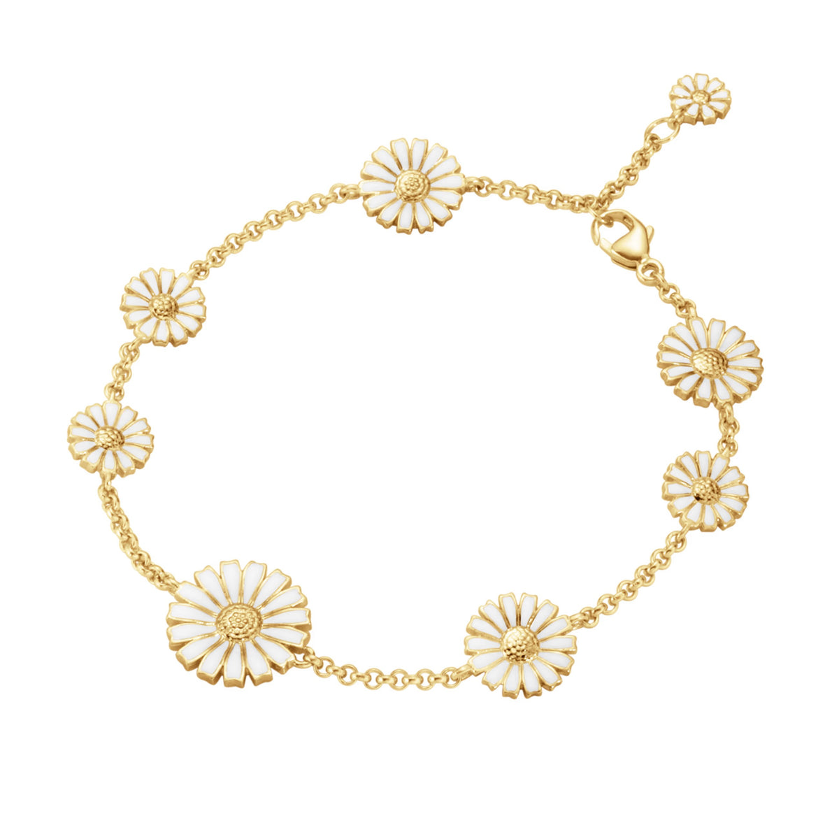 Georg Jensen Daisy Bracelet, White Enamel, 18ct Plated Sterling Silver