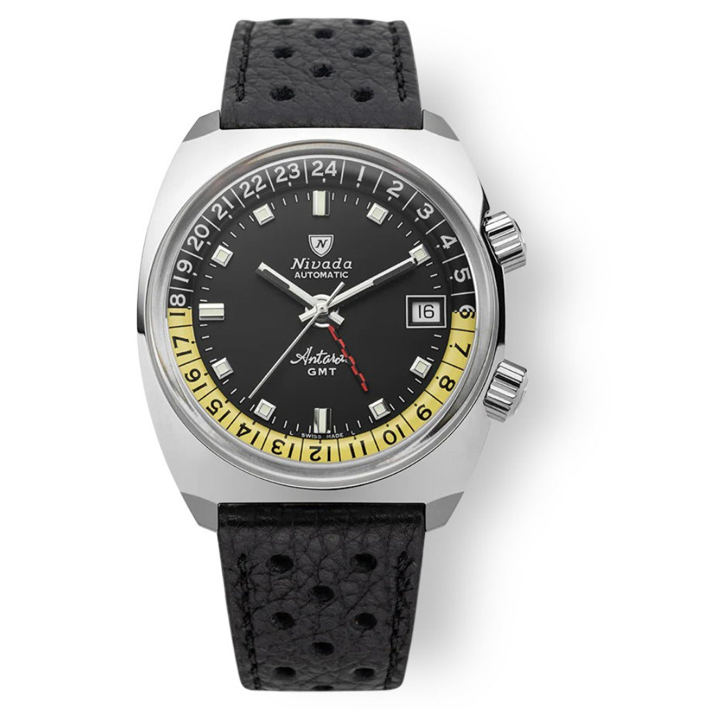 Nivada Grenchen Antarctic GMT Black 36mm Watch 32043A10