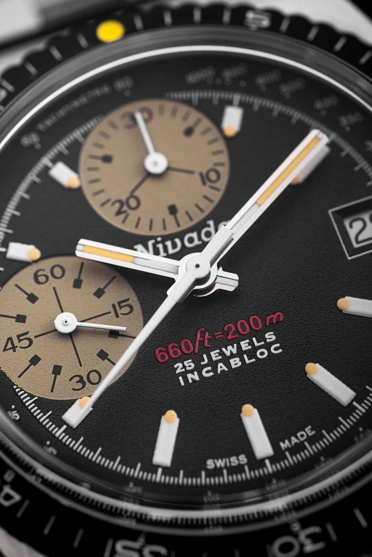 Nivada Grenchen Chronosport Yellow 38mm Watch 77001A45