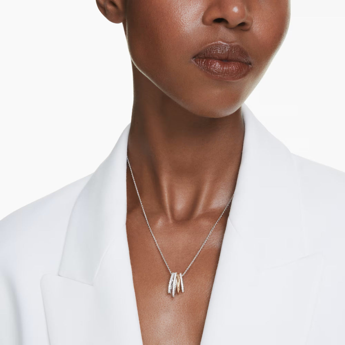 Swarovski Hyperbola Pendant, Mixed Cuts, White, Mixed Metal Finish
