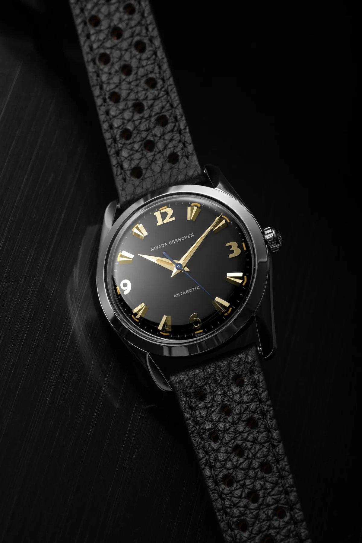 Nivada Grenchen Antarctic 35mm Black & Gold Beige Luminova Watch