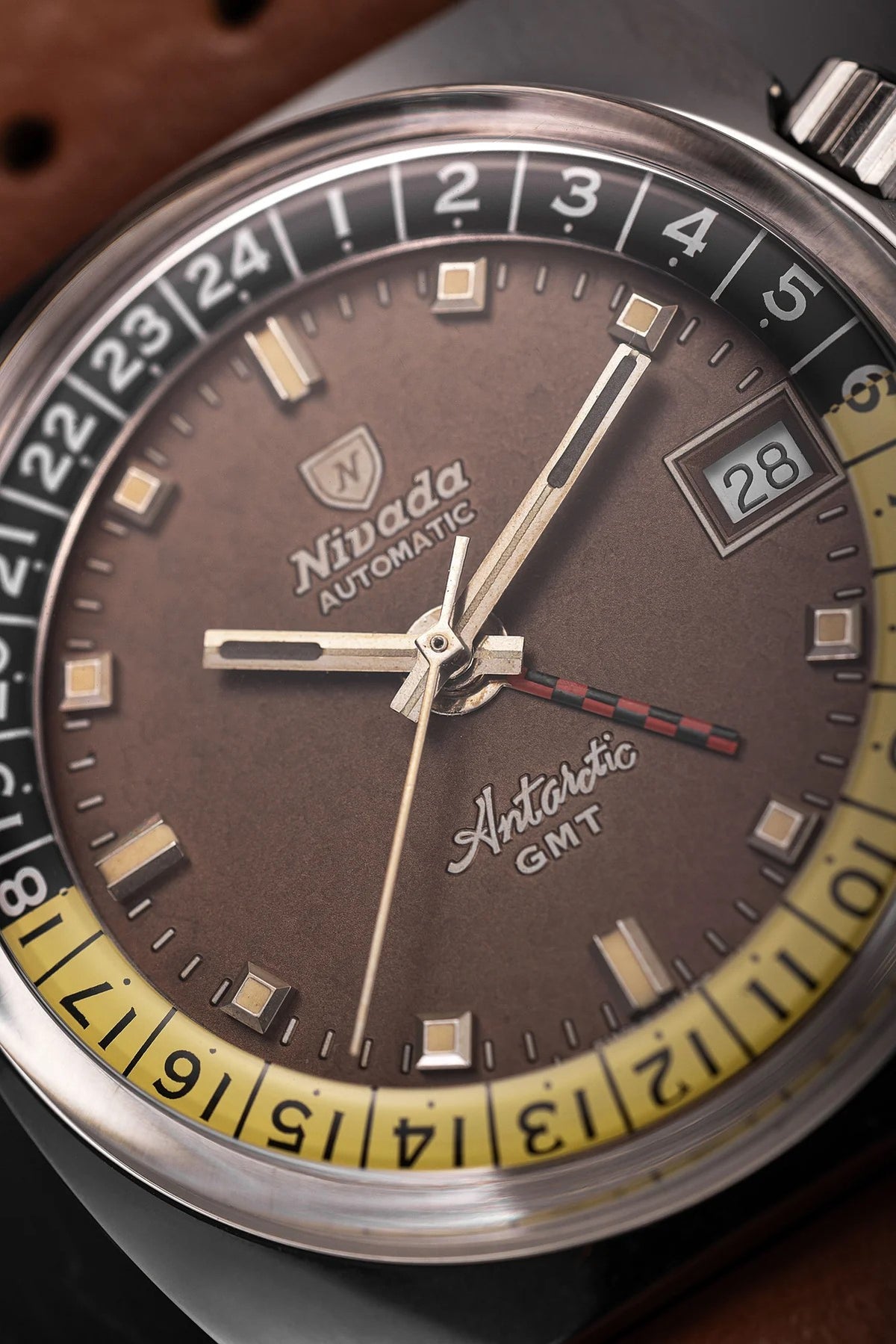 Nivada Grenchen Antarctic GMT Tropical 36mm Limited Edition Brown Watch