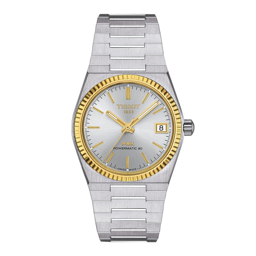 Tissot PRX Powermatic 80 35mm Steel and 18K Gold Bezel Watch T9312074103101