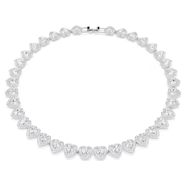 Swarovski Ariana Grande x Swarovski Tennis necklace, Mixed cuts, Heart, White, Rhodium plated