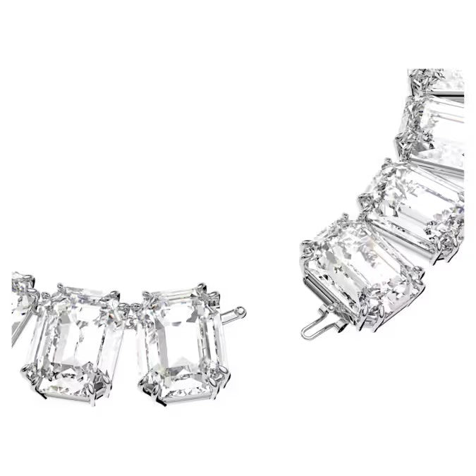 Swarovski Millenia necklace, Oversized crystals, Octagon cut, White, Rhodium plated