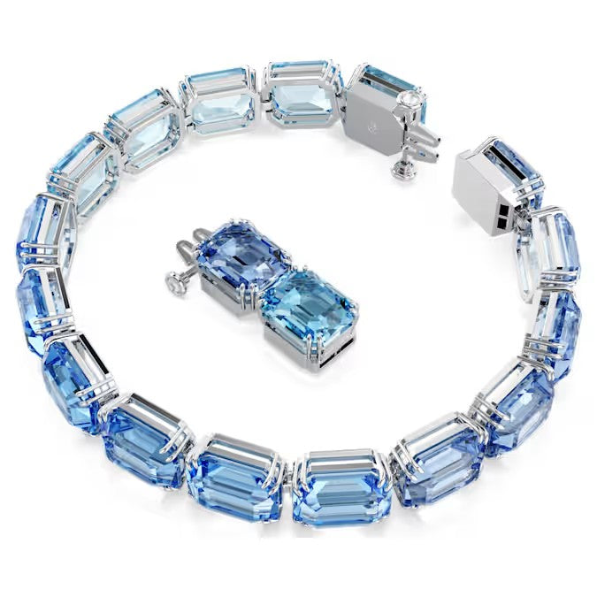 Swarovski Millenia Tennis bracelet, Octagon cut, Colour gradient, Blue, Rhodium plated