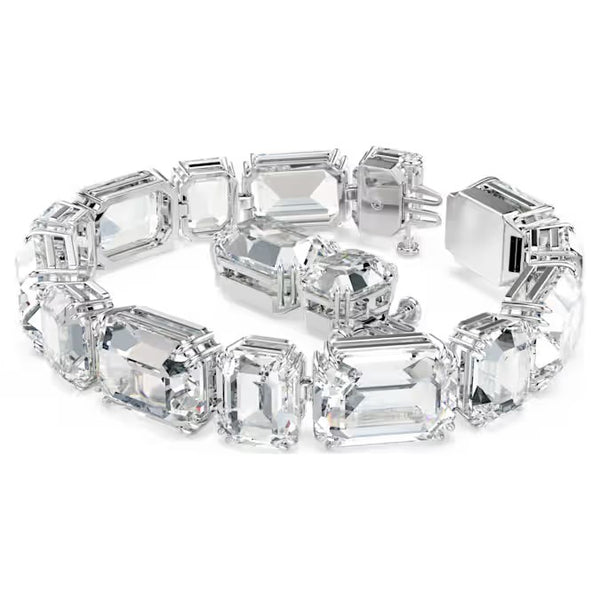 Swarovski Millenia Tennis bracelet, Octagon cut, White, Rhodium plated