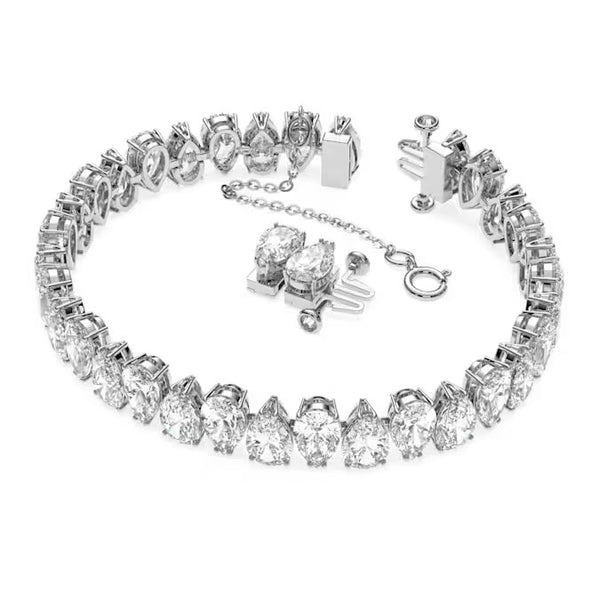 Swarovski Matrix Tennis bracelet, Pear cut, White, Rhodium plated