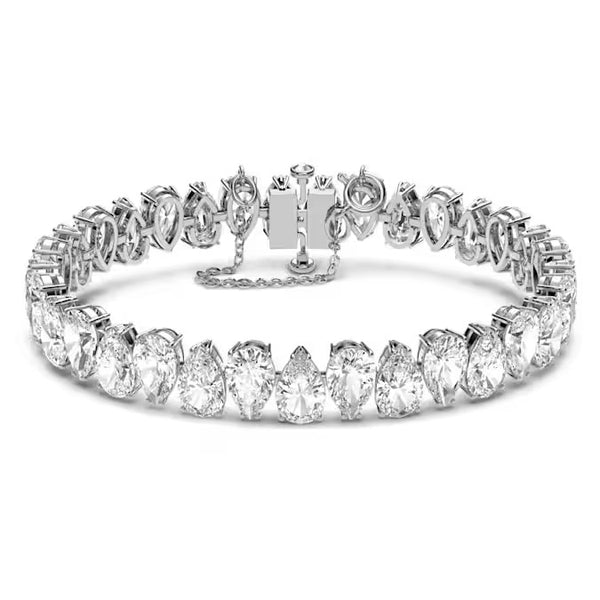 Swarovski Matrix Tennis bracelet, Pear cut, White, Rhodium plated