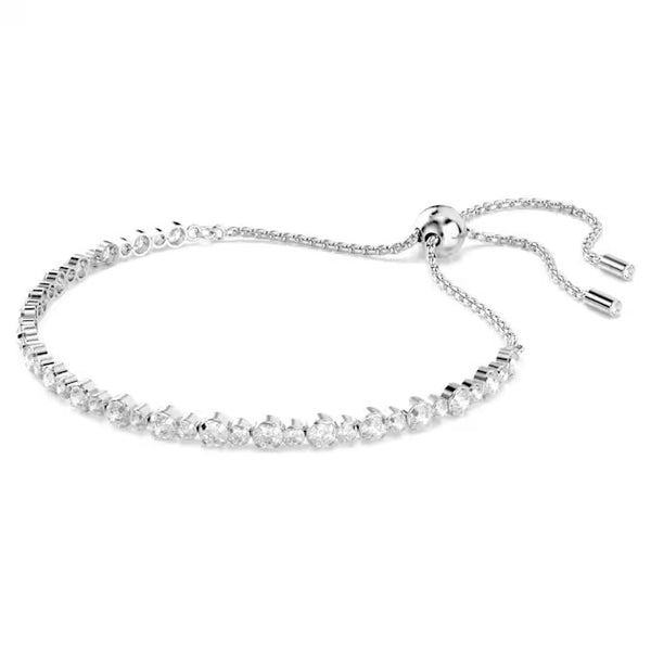 Swarovski Matrix Tennis bracelet, Mixed round cuts, White, Rhodium plated