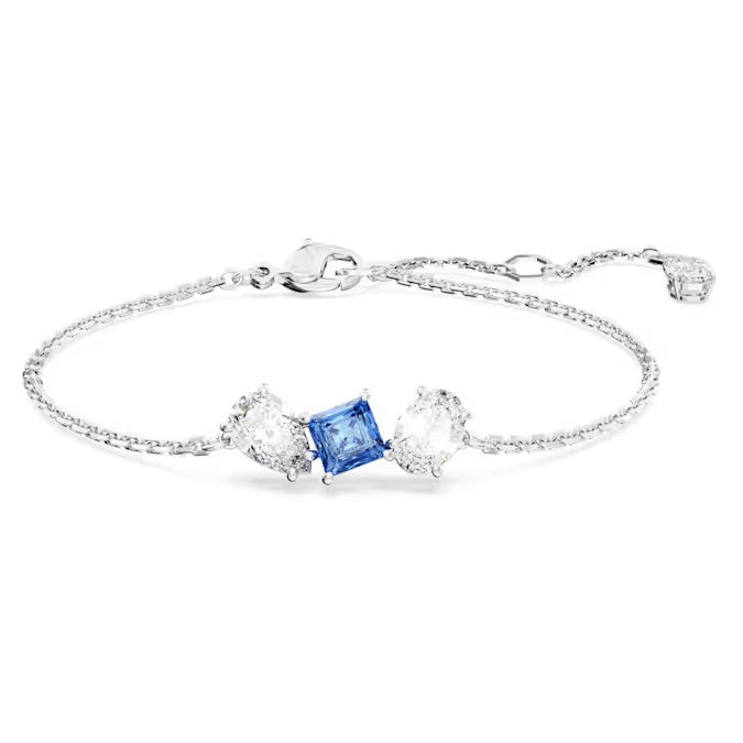 Swarovski Mesmera bracelet, Mixed cuts, Blue, Rhodium plated
