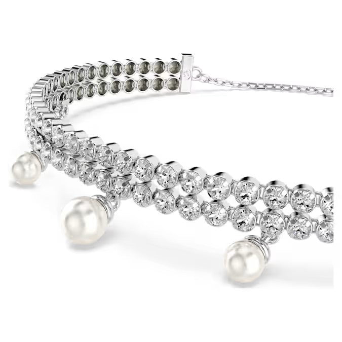 Swarovski Ariana Grande x Swarovski bracelet, Crystal pearl, Round cut, White, Rhodium plated