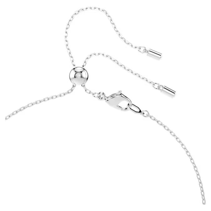 Swarovski Ariana Grande x Swarovski Y necklace, Crystal pearl, Mixed cuts, Heart, White, Rhodium plated