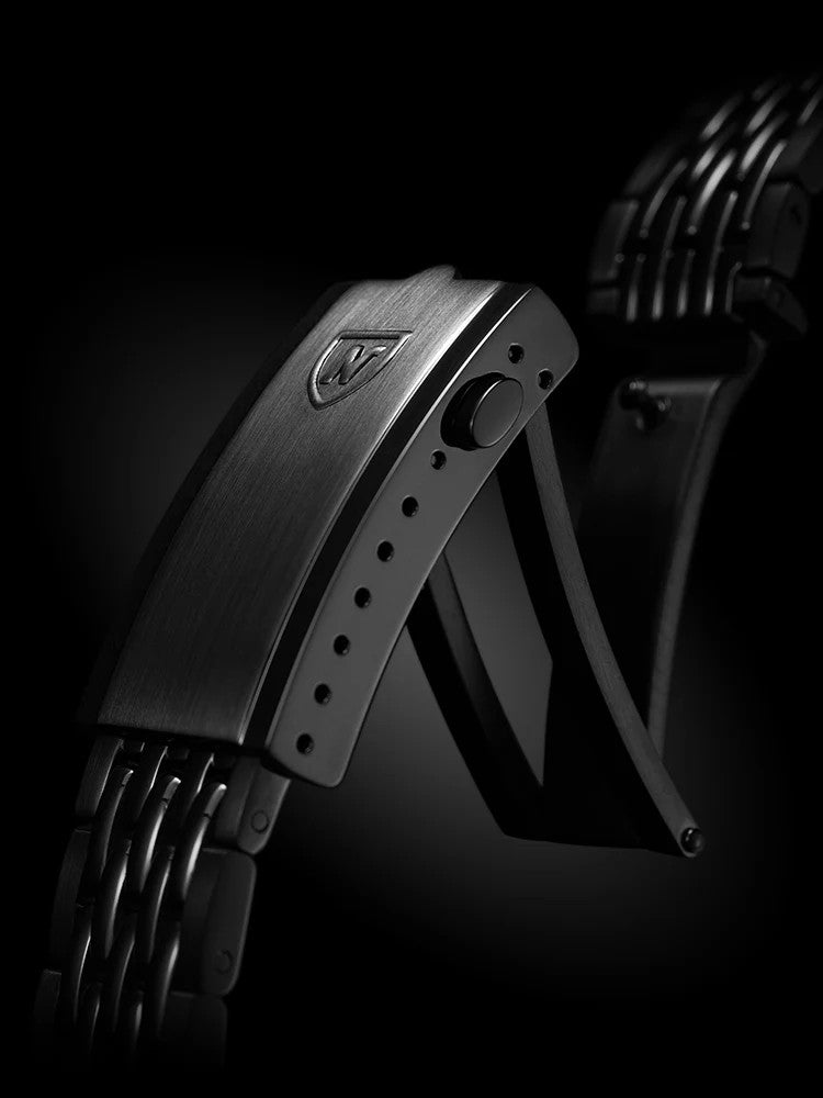 Nivada Grenchen Chronomaster 38mm Full Black Bracelet Watch 85015A19