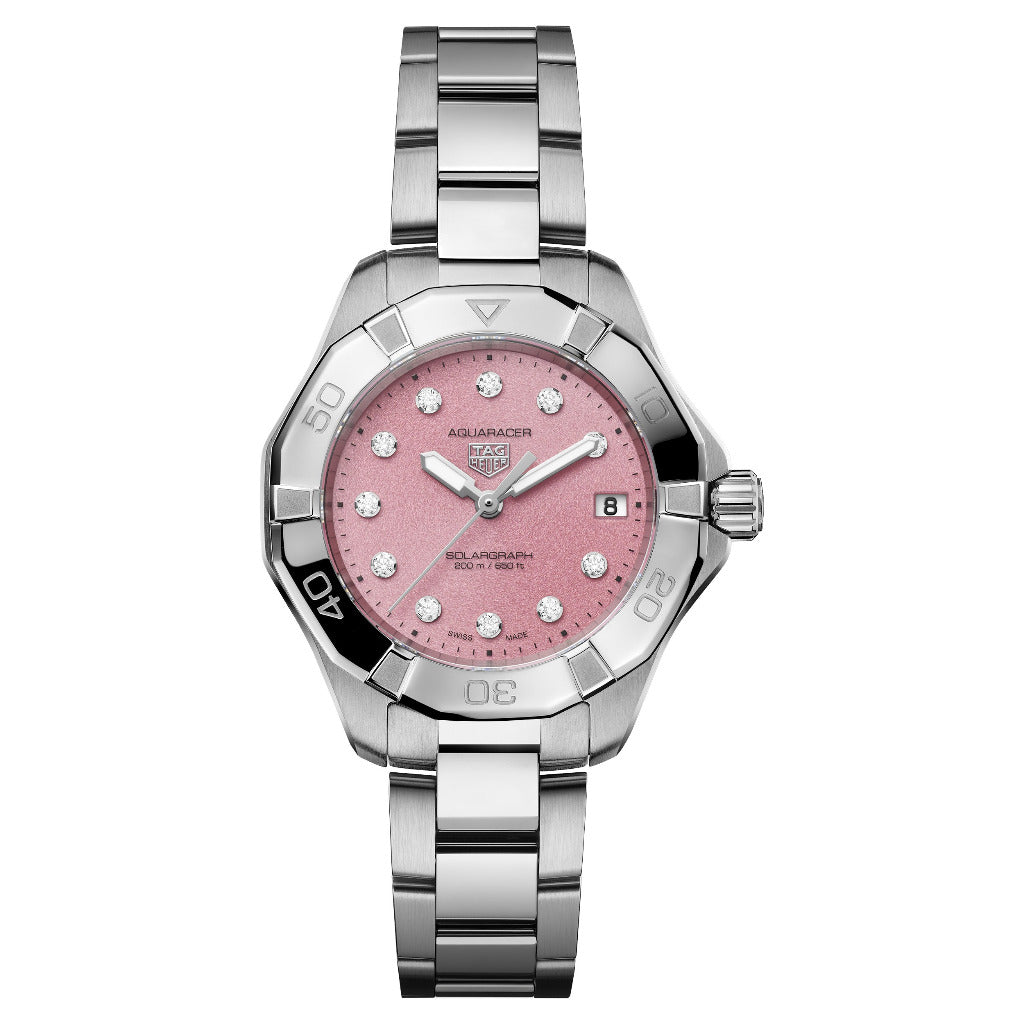 Tag Heuer Aquaracer Professional 200 Solargraph Pink Diamond Dial 34mm WBP1318.BA0005