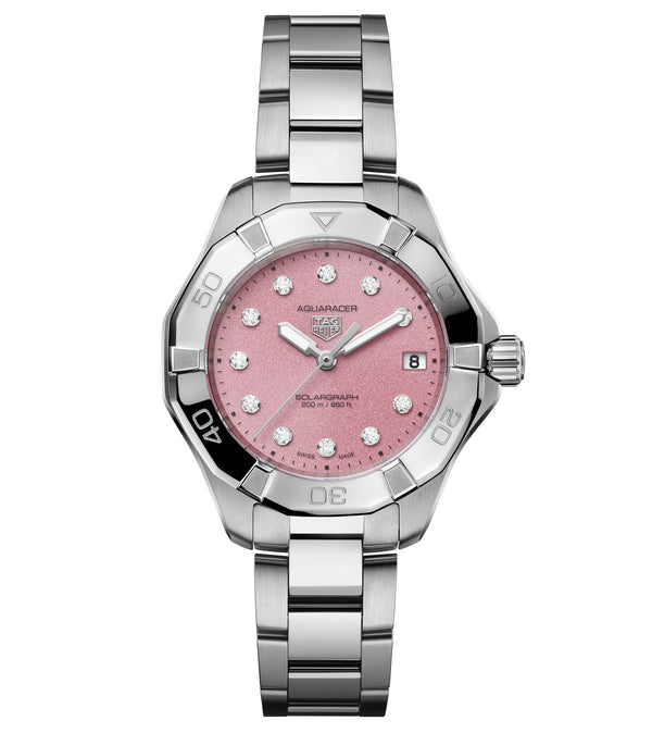 Tag Heuer Aquaracer Professional 200 Solargraph Pink Diamond Dial 34mm WBP1318.BA0005
