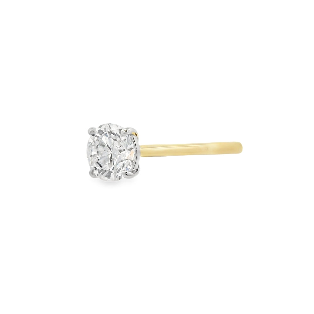 Round Brilliant Cut Single Stone 1.56ct Lab Grown Diamond, 18ct Yellow Gold Ring