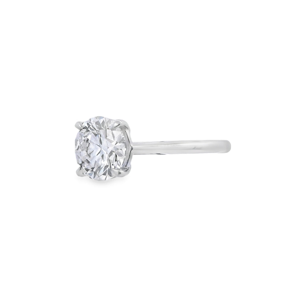 Round Brilliant Cut Single Stone 2.01ct Lab Grown Diamond, Platinum Ring