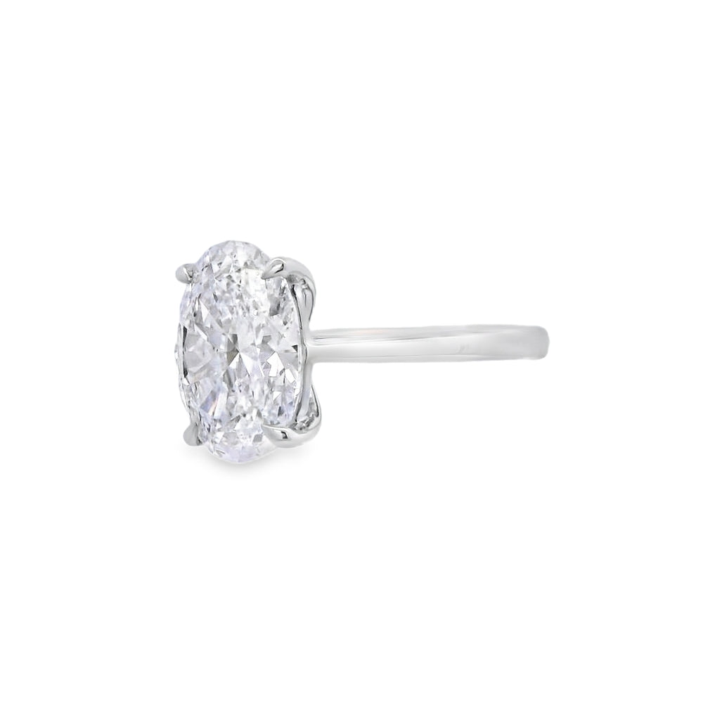 Oval Cut Single Stone 3.32ct Lab Grown Diamond, Platinum