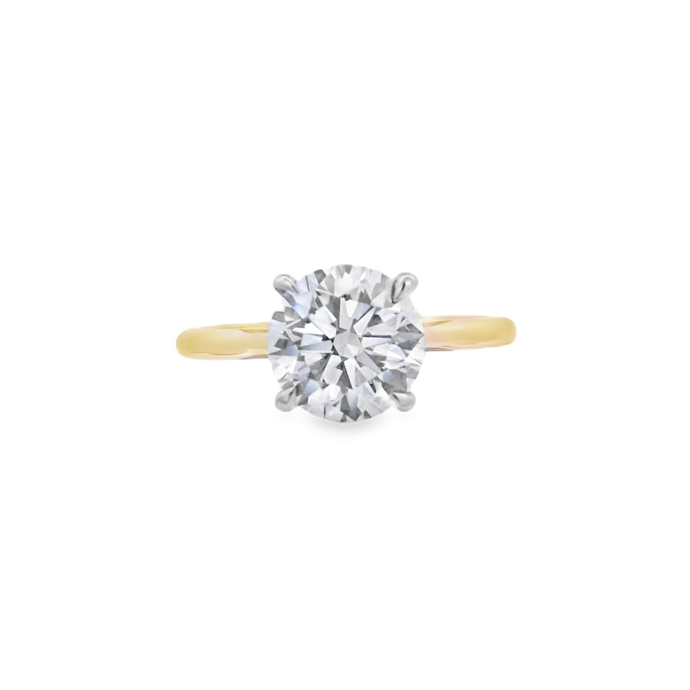 Round Brilliant Cut Single Stone 2.01ct Lab Grown Diamond, 18ct Yellow Gold Ring