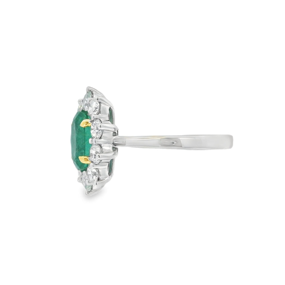 Emerald & Diamond 2.00ct Cluster Platinum Ring