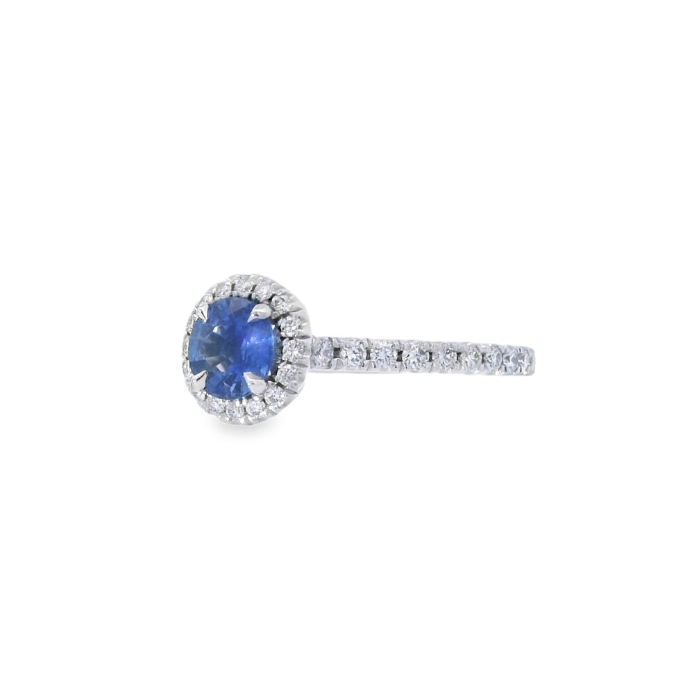 Sapphire & Diamond 0.70ct Cluster Platinum Ring