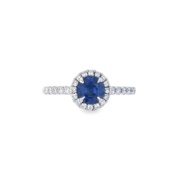 Sapphire & Diamond 0.70ct Cluster Platinum Ring
