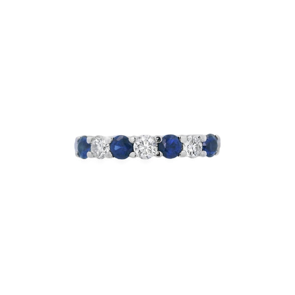 Sapphire and Diamond 7 Stone Platinum Ring