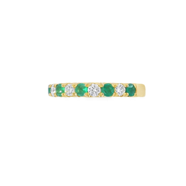 Emerald & Diamond 18ct Yellow Gold Eternity Ring
