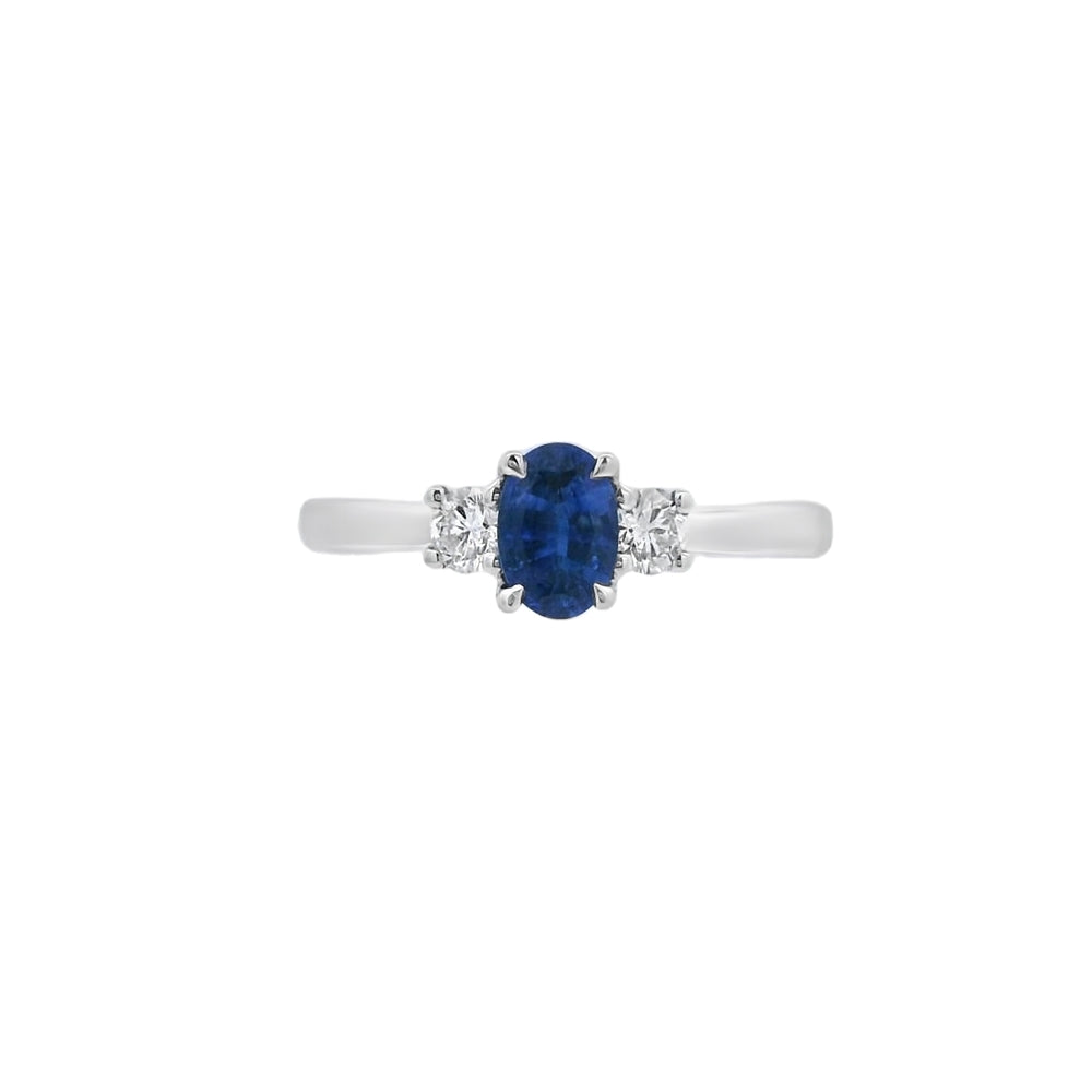 Sapphire and Diamond 3 Stone, Platinum Ring
