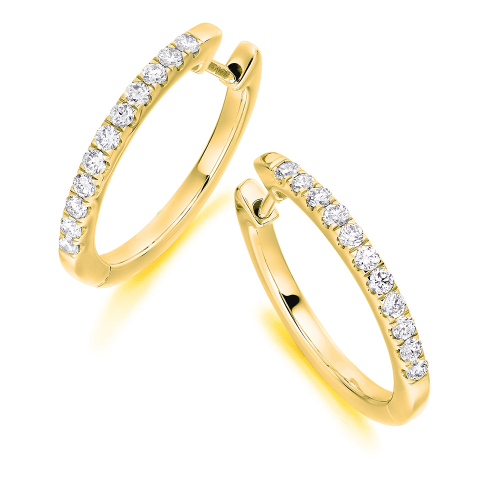 Diamond 18ct Yellow Gold Hoop Earrings