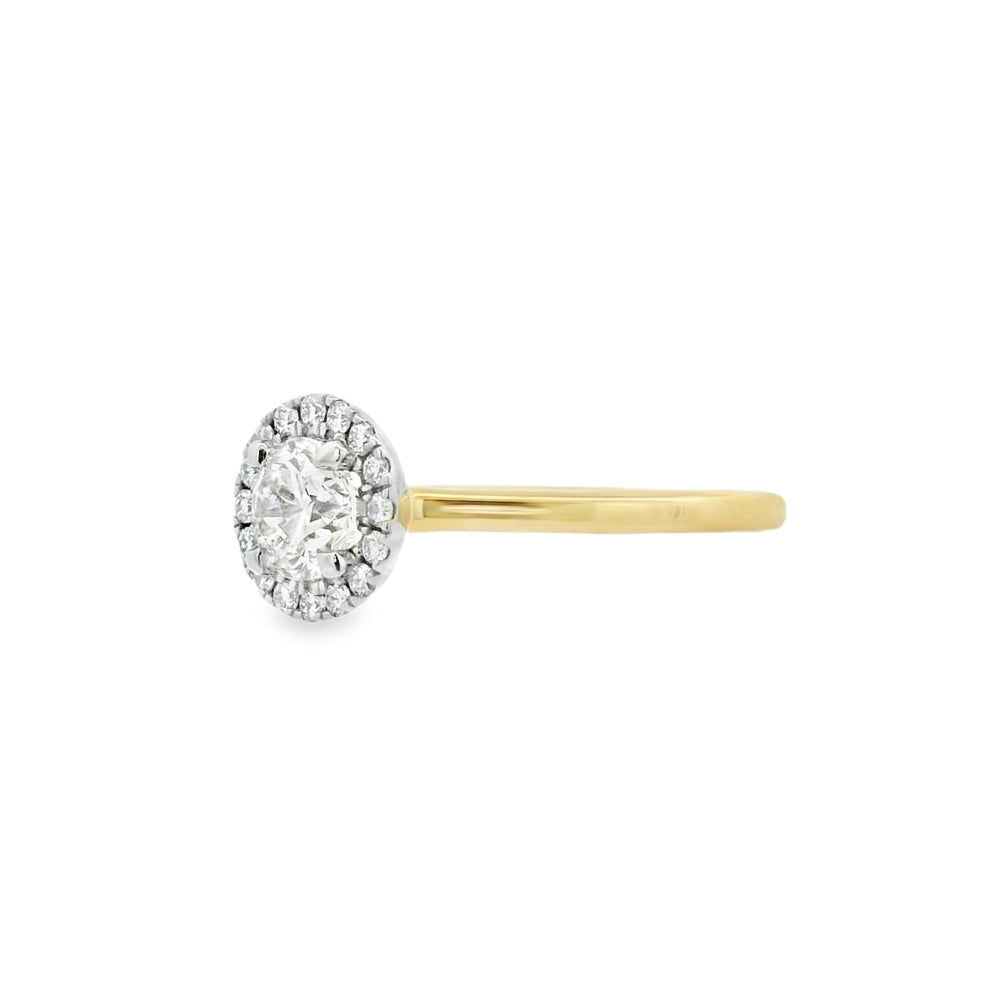 Yellow Gold Round Brilliant Cut Halo 0.70ct Diamond Ring