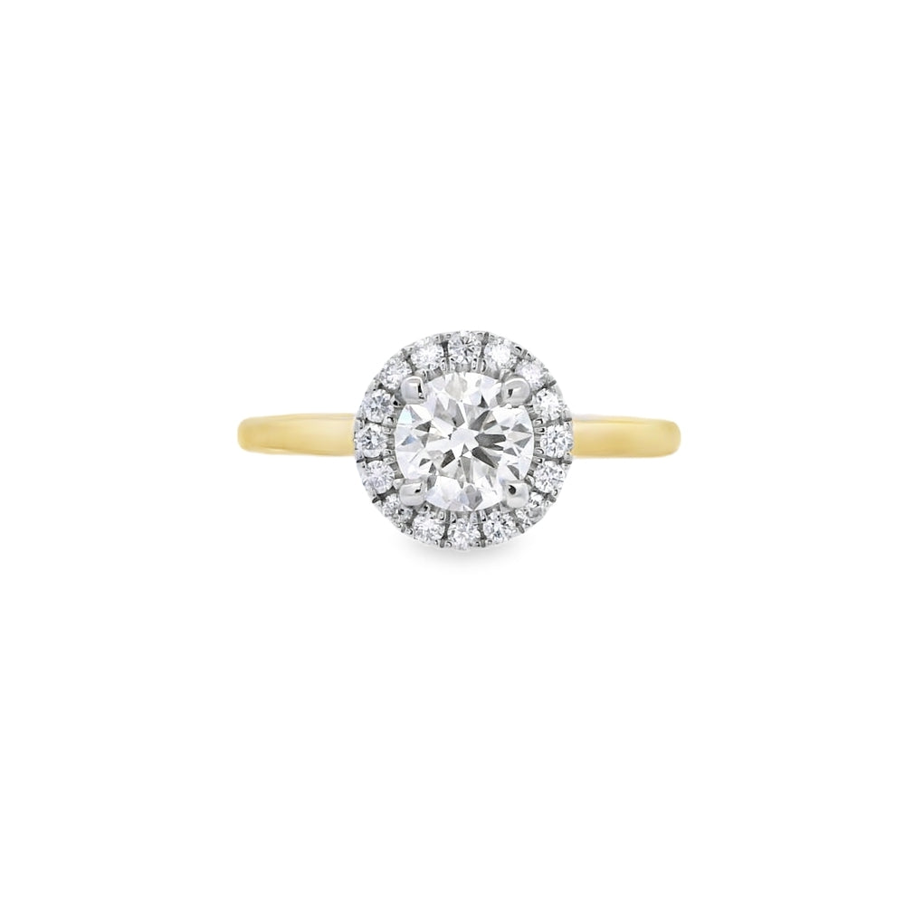 Yellow Gold Round Brilliant Cut Halo 0.70ct Diamond Ring