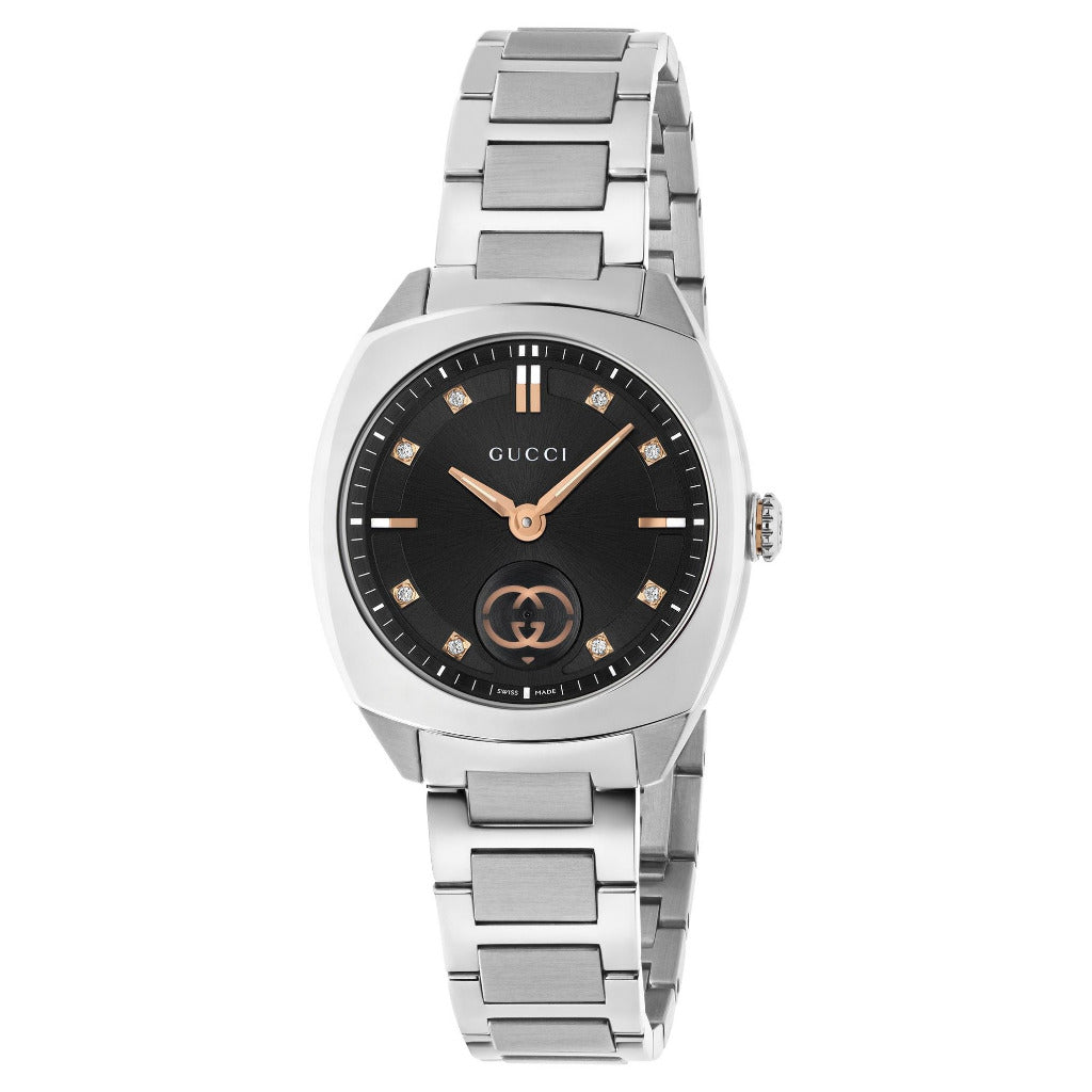 GUCCI Interlocking Ladies Black & Rose 29mm Watch YA142513