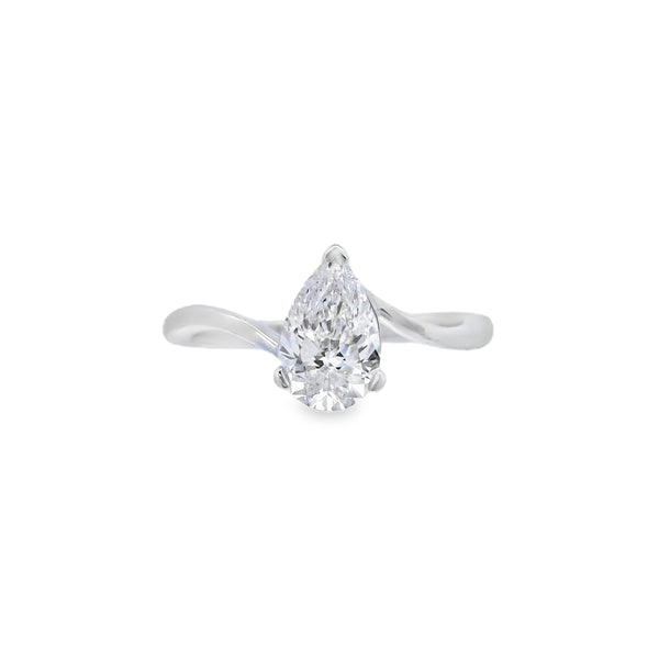 Pear Cut 18ct White Gold Twist 1.06ct Lab Grown Diamond Ring