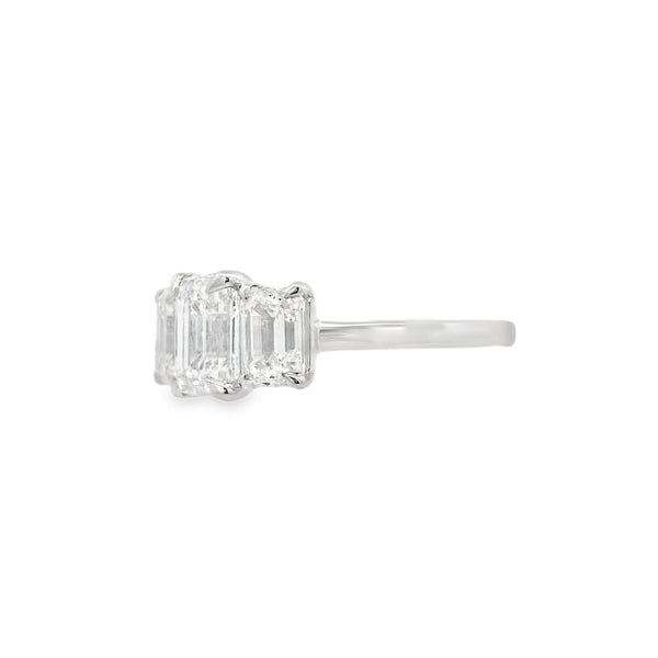 3 Stone Emerald Lab Grown 3.00ct Diamond Ring