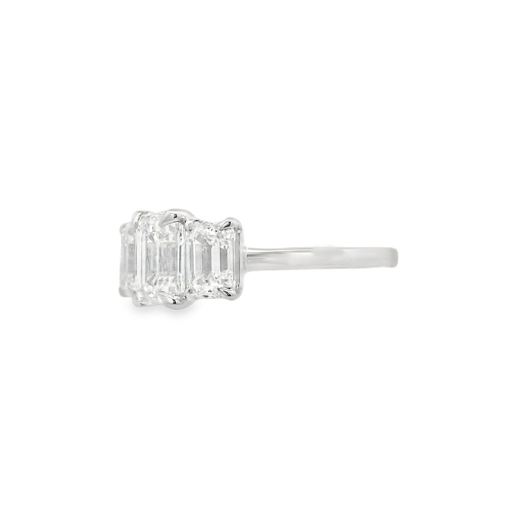 3 Stone Emerald Lab Grown 3.00ct Diamond Ring