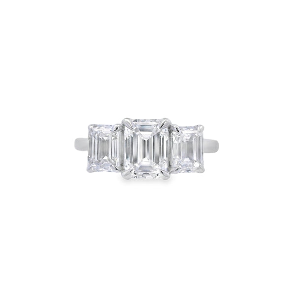3 Stone Emerald Lab Grown 3.00ct Diamond Ring